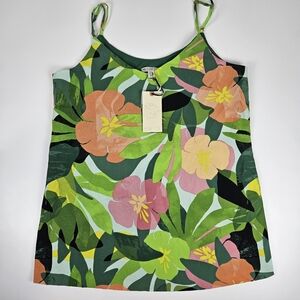 Eliane Rose Flowy Lined Tropical Floral Print Sleeveless Top L